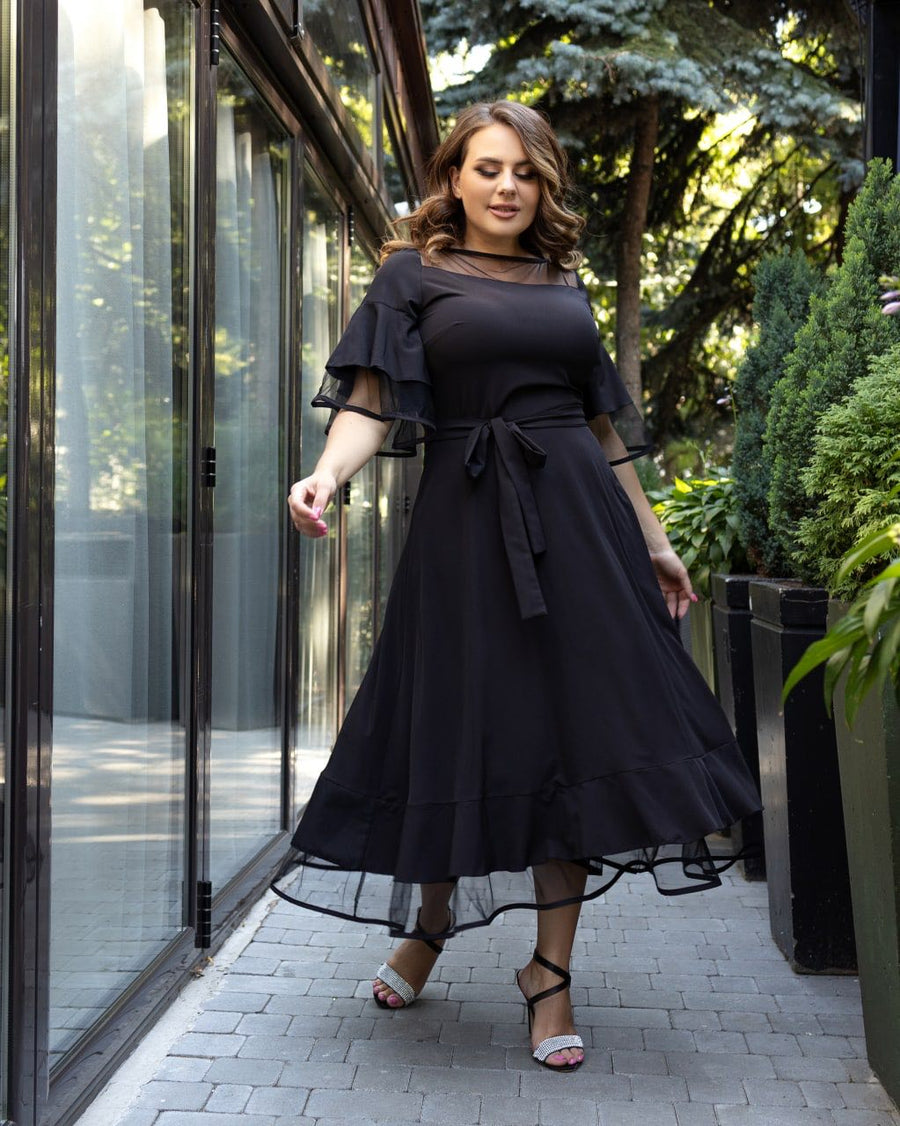 Разкроена рокля с мрежа - Twiggy Shop