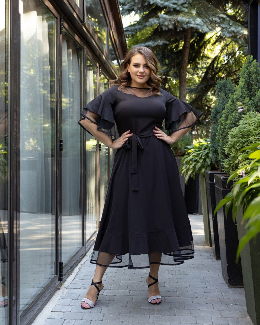 Разкроена рокля с мрежа - Twiggy Shop