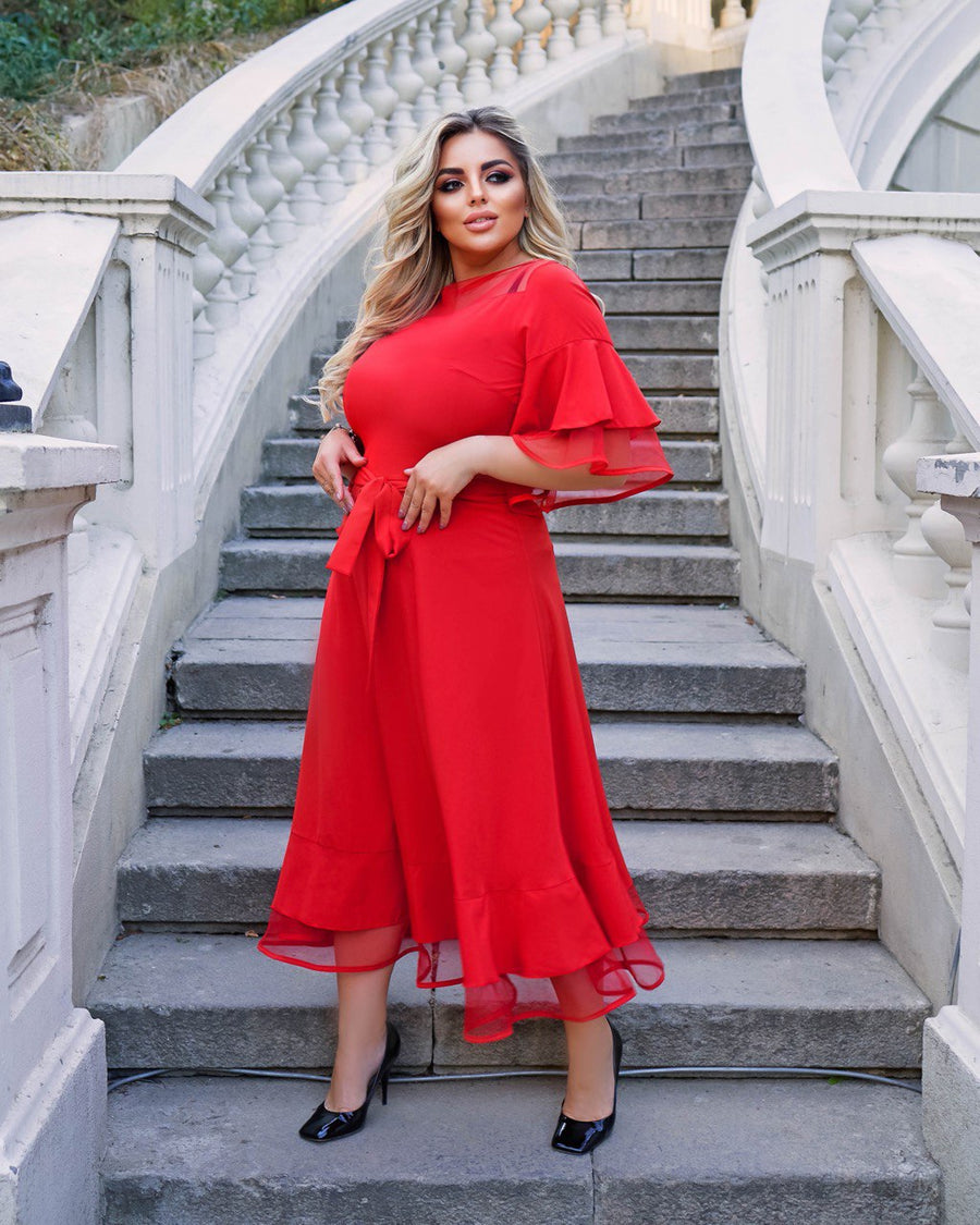 Разкроена рокля с мрежа - Twiggy Shop