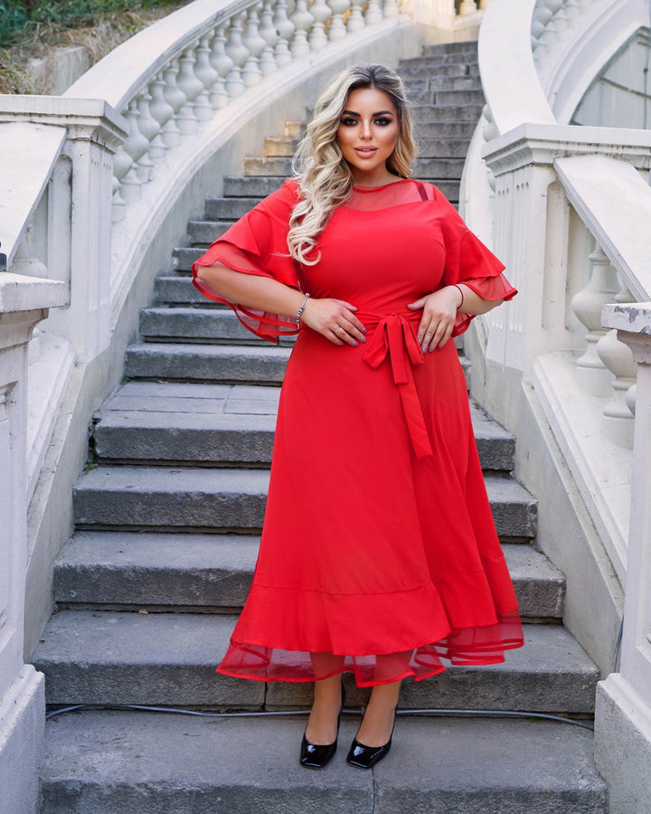 Разкроена рокля с мрежа - Twiggy Shop