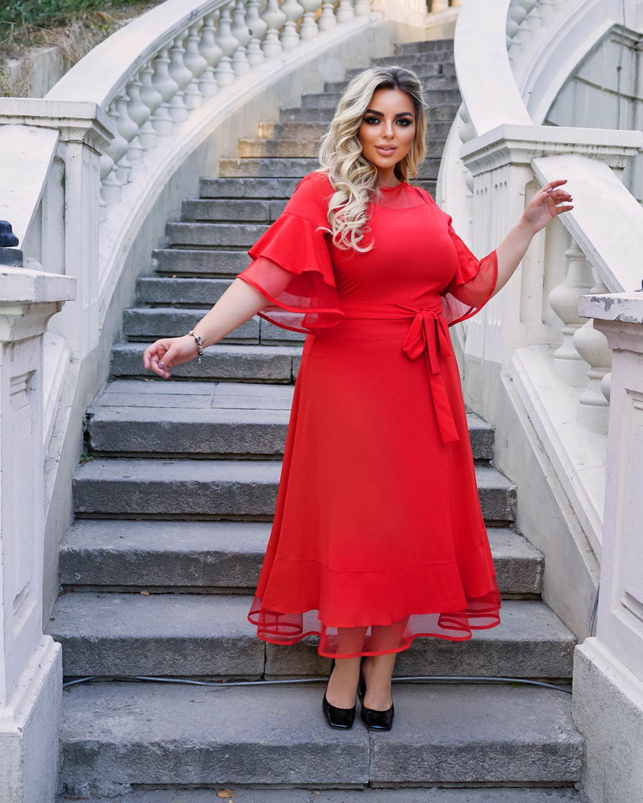 Разкроена рокля с мрежа - Twiggy Shop