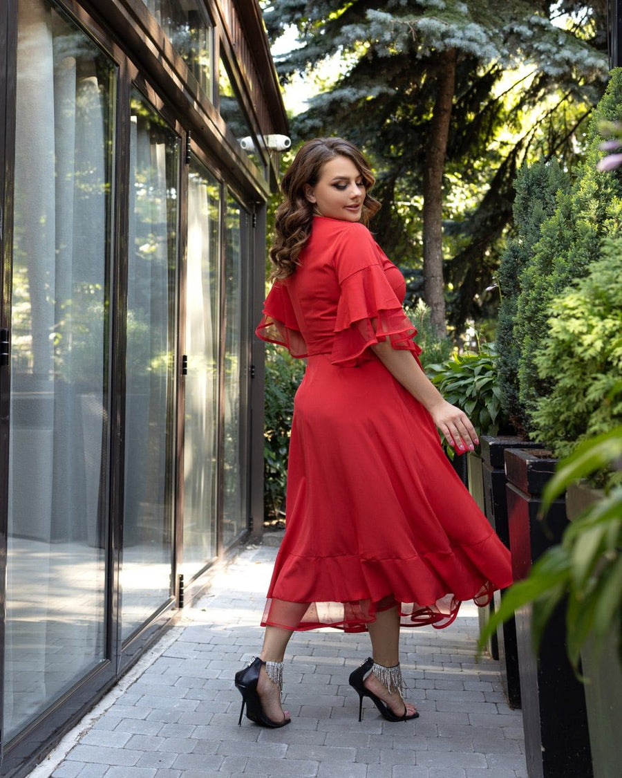 Разкроена рокля с мрежа - Twiggy Shop