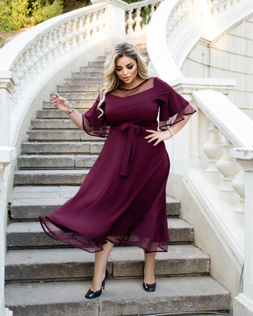 Разкроена рокля с мрежа - Twiggy Shop