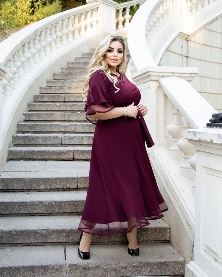 Разкроена рокля с мрежа - Twiggy Shop