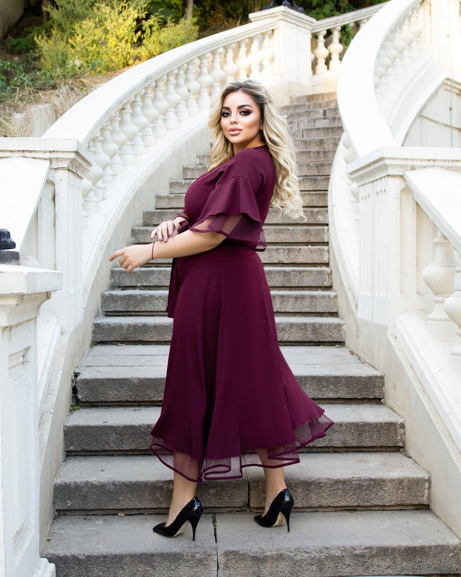 Разкроена рокля с мрежа - Twiggy Shop