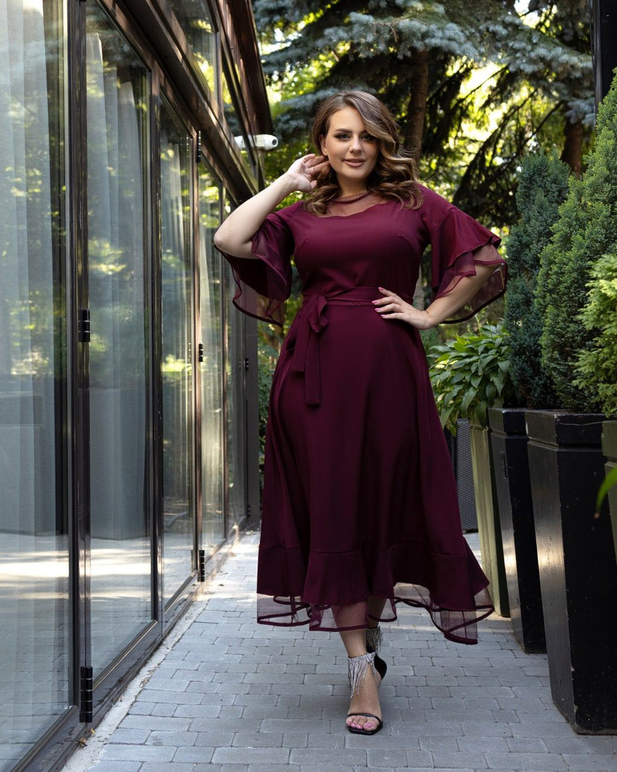 Разкроена рокля с мрежа - Twiggy Shop