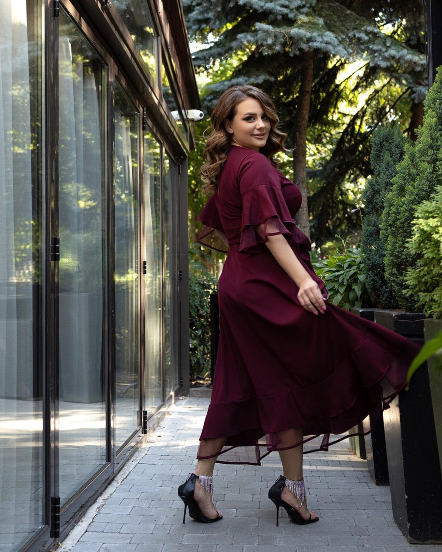 Разкроена рокля с мрежа - Twiggy Shop