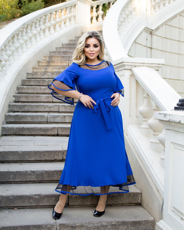 Разкроена рокля с мрежа - Twiggy Shop