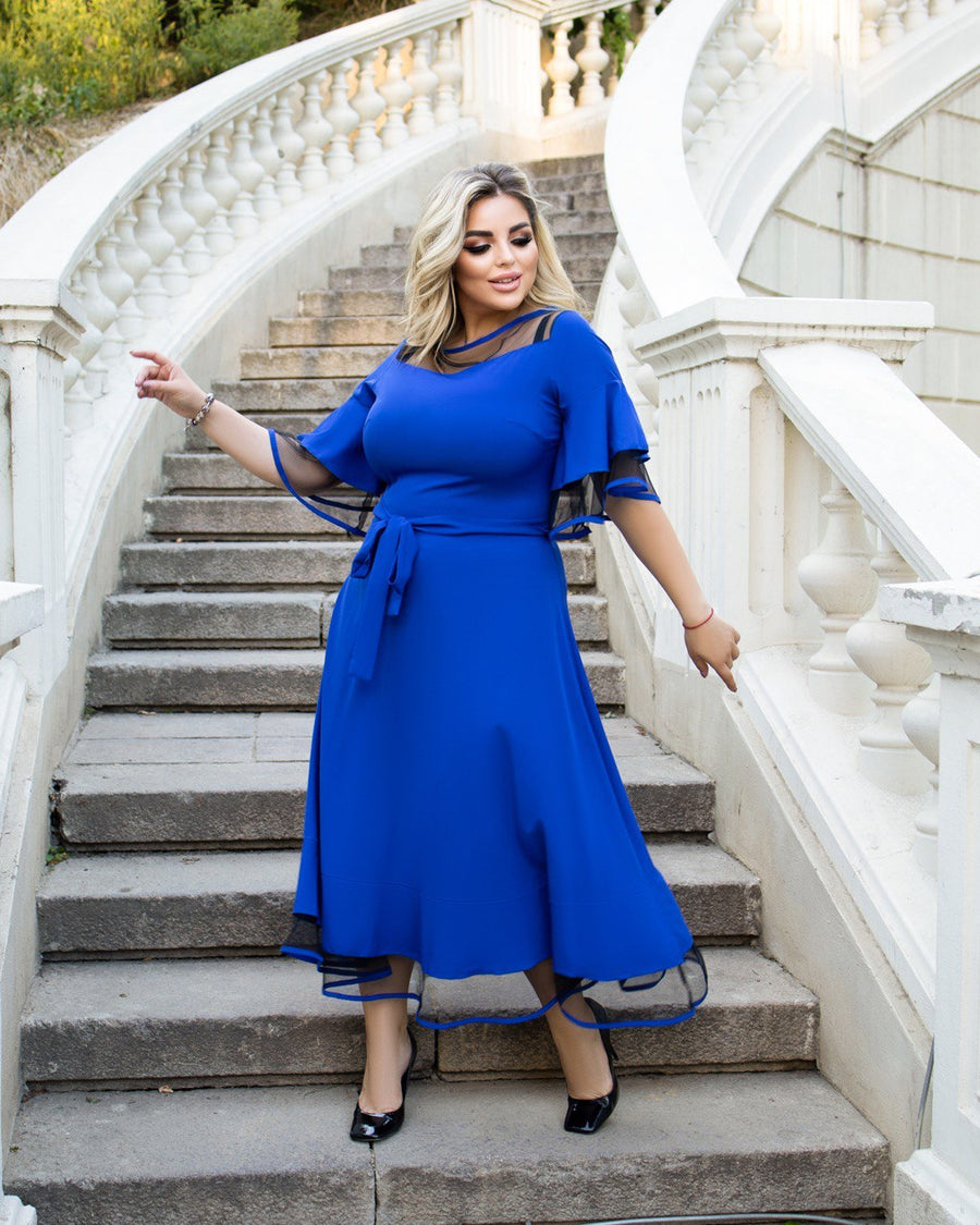 Разкроена рокля с мрежа - Twiggy Shop