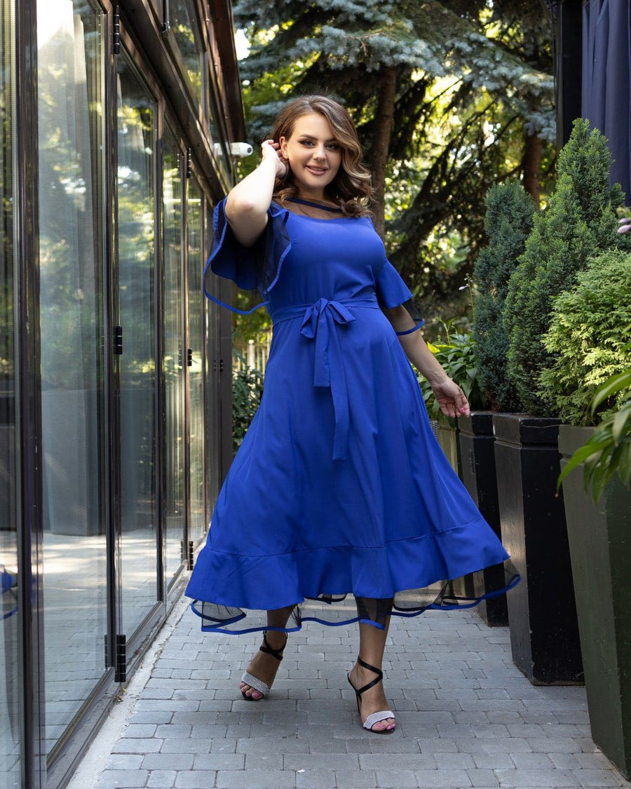 Разкроена рокля с мрежа - Twiggy Shop