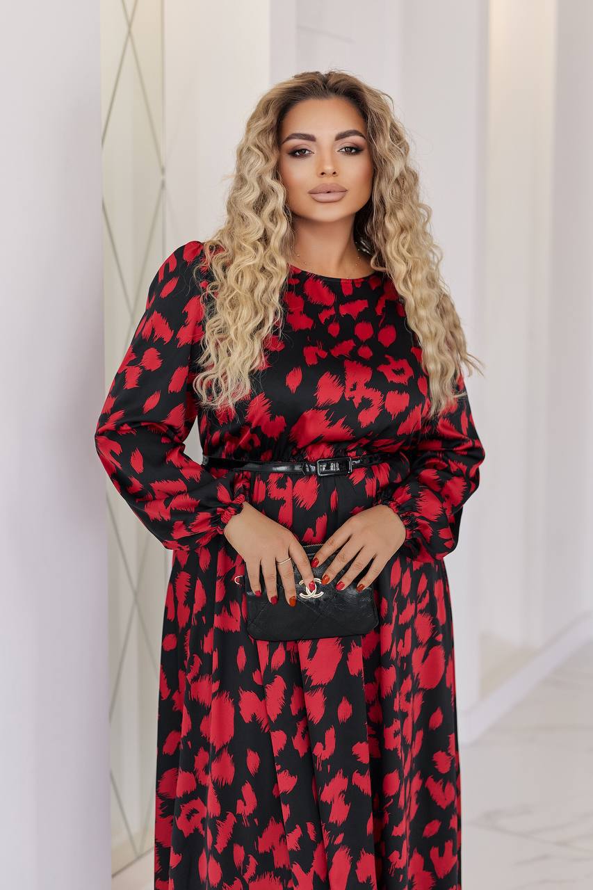 Разкроена рокля с колан - Twiggy Shop