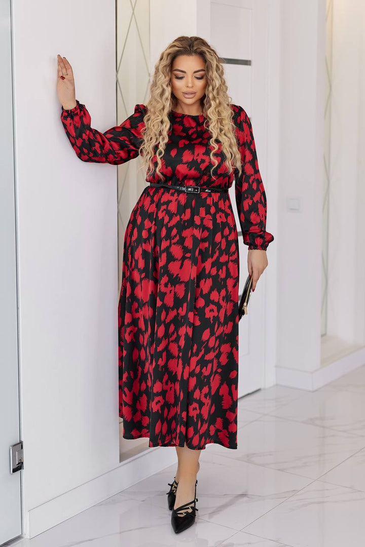 Разкроена рокля с колан - Twiggy Shop