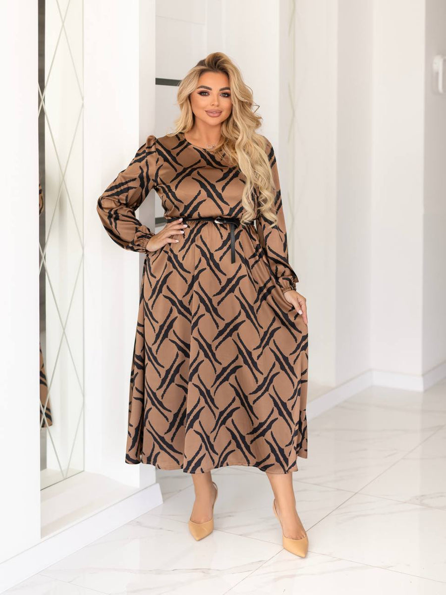 Разкроена рокля с колан - Twiggy Shop