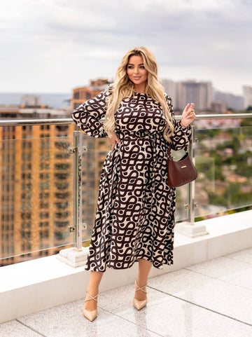 Разкроена рокля с колан - Twiggy Shop