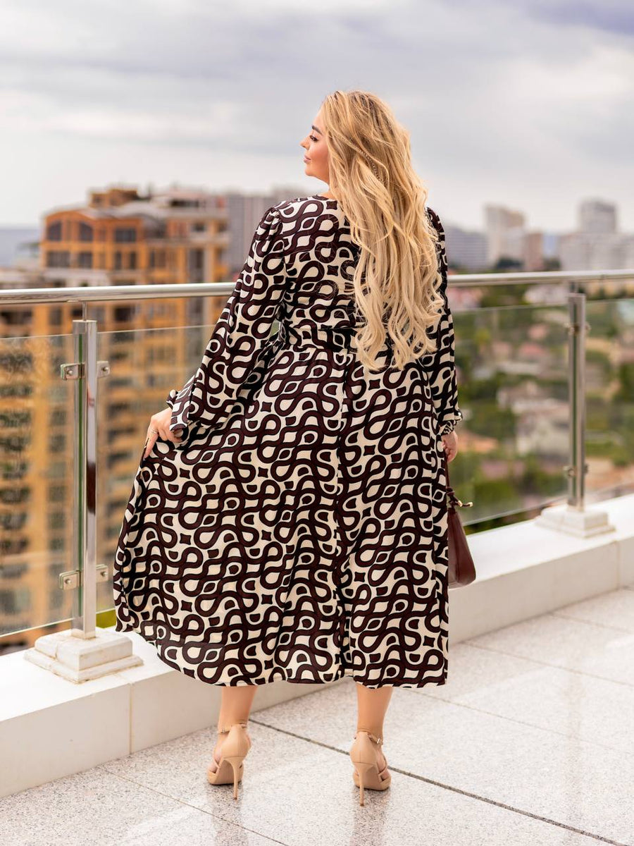 Разкроена рокля с колан - Twiggy Shop