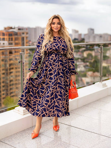 Разкроена рокля с колан - Twiggy Shop