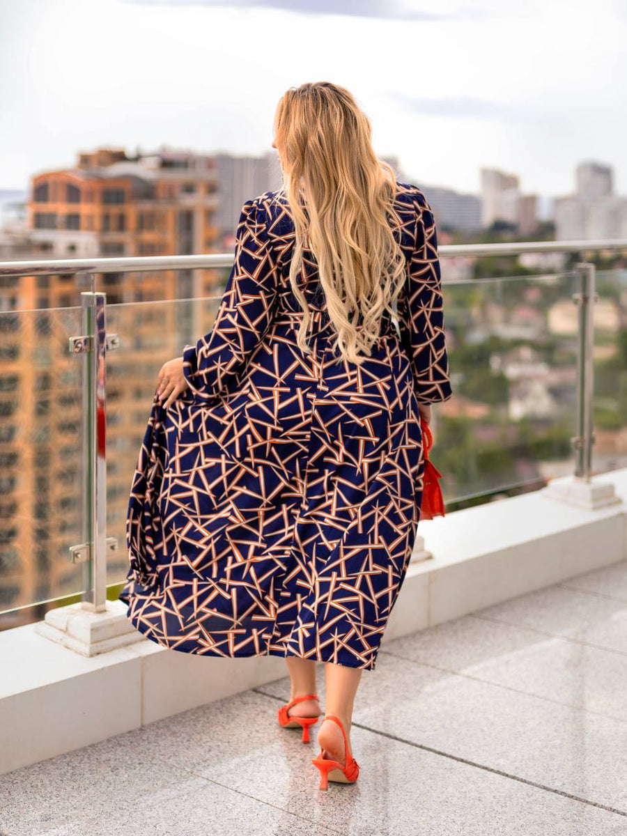 Разкроена рокля с колан - Twiggy Shop