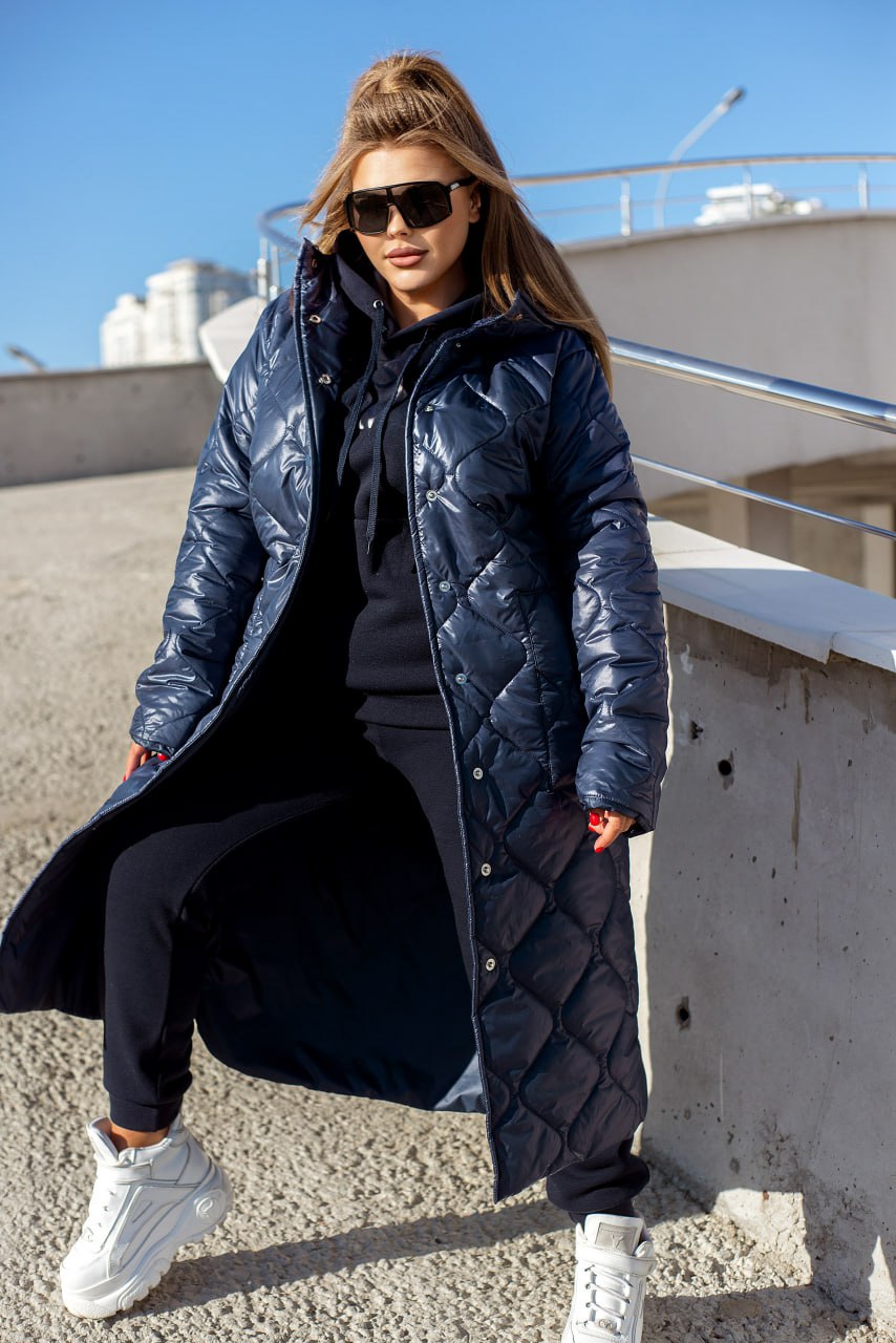 Дълго шушляково палто с качулка - Twiggy Shop