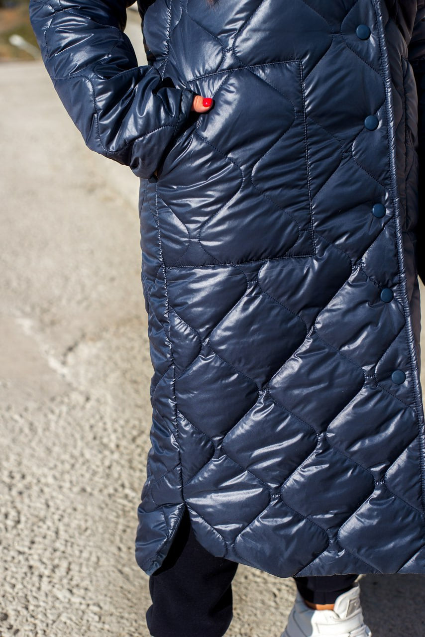 Дълго шушляково палто с качулка - Twiggy Shop