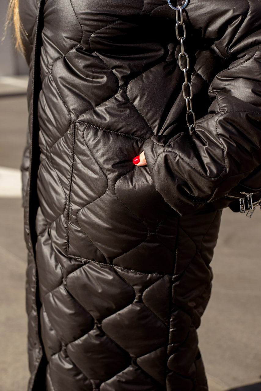 Дълго шушляково палто с качулка - Twiggy Shop