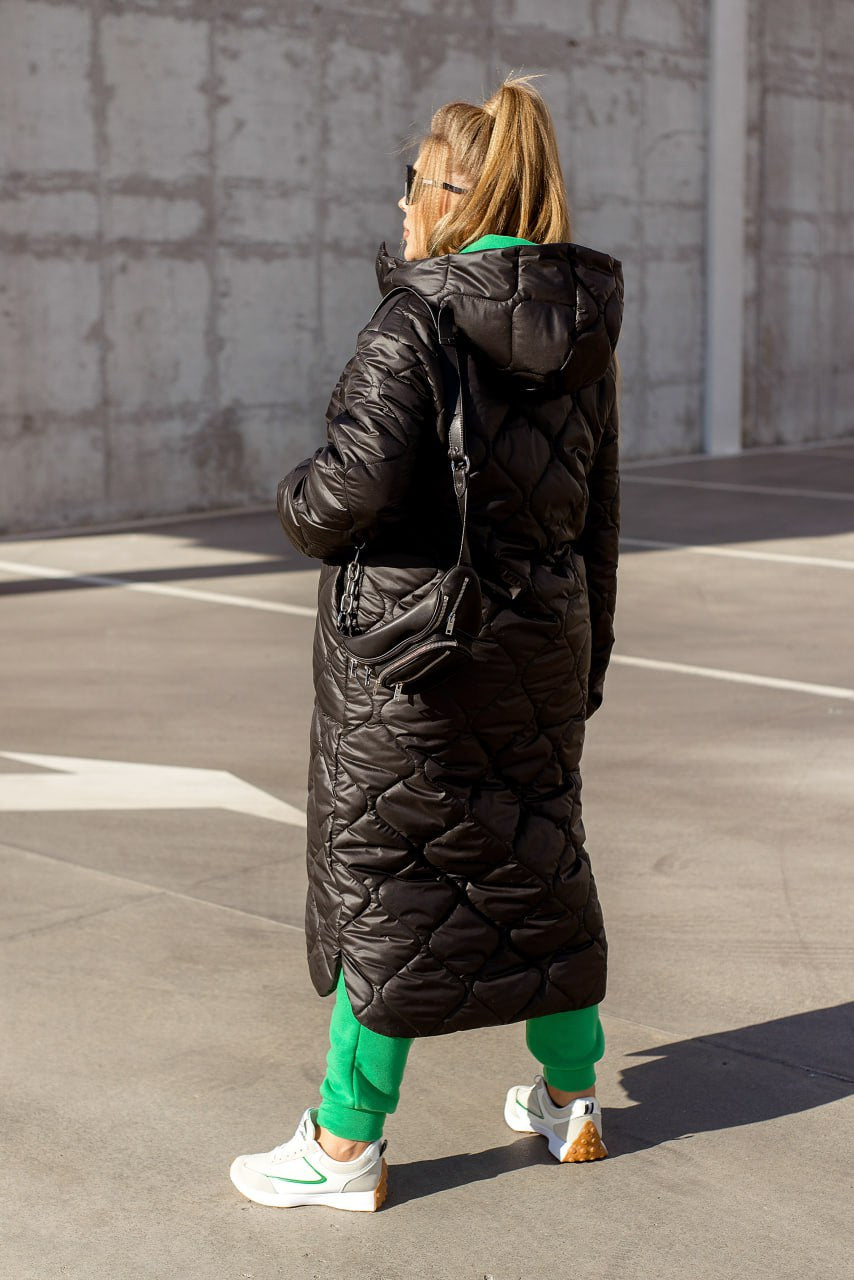 Дълго шушляково палто с качулка - Twiggy Shop