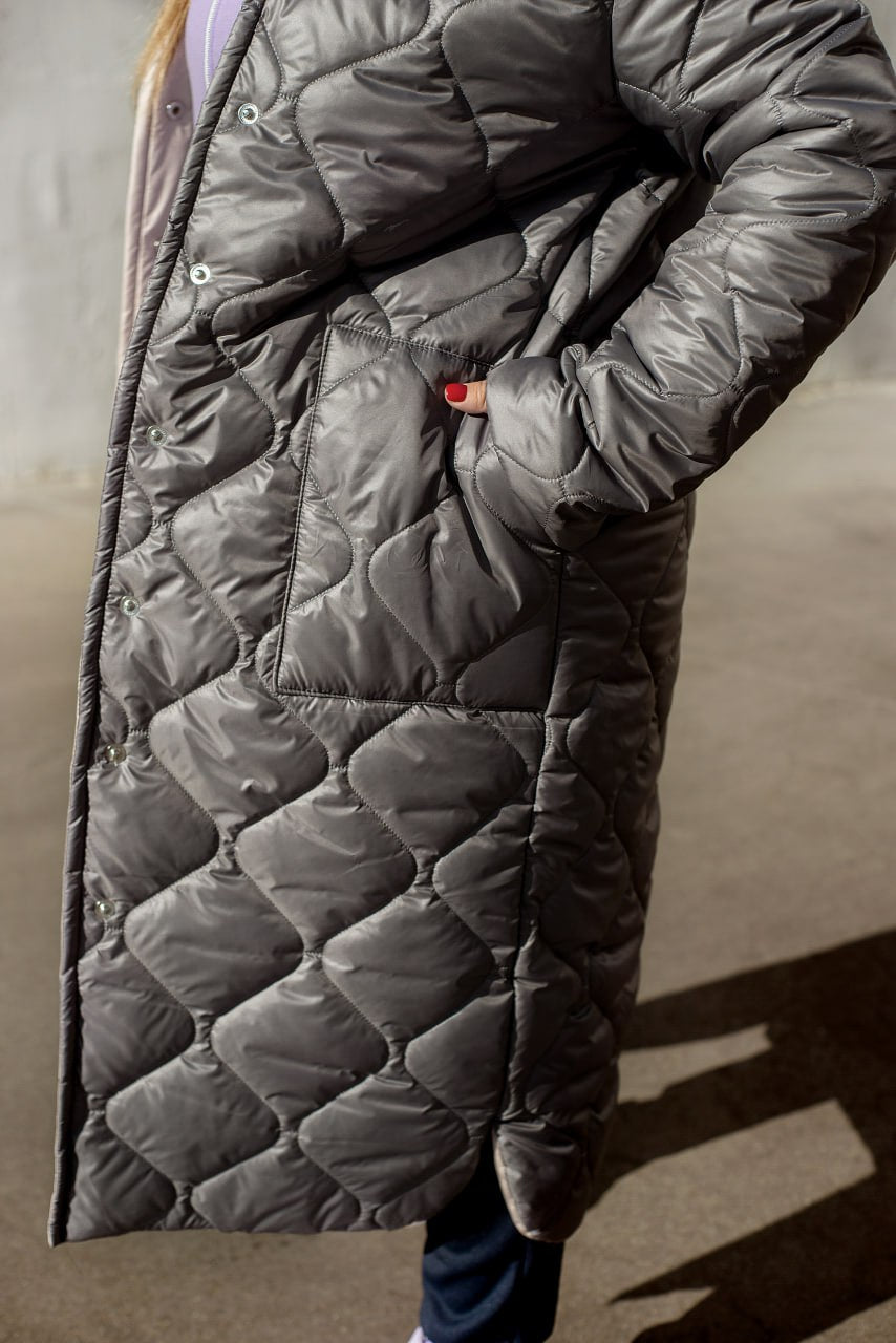 Дълго шушляково палто с качулка - Twiggy Shop