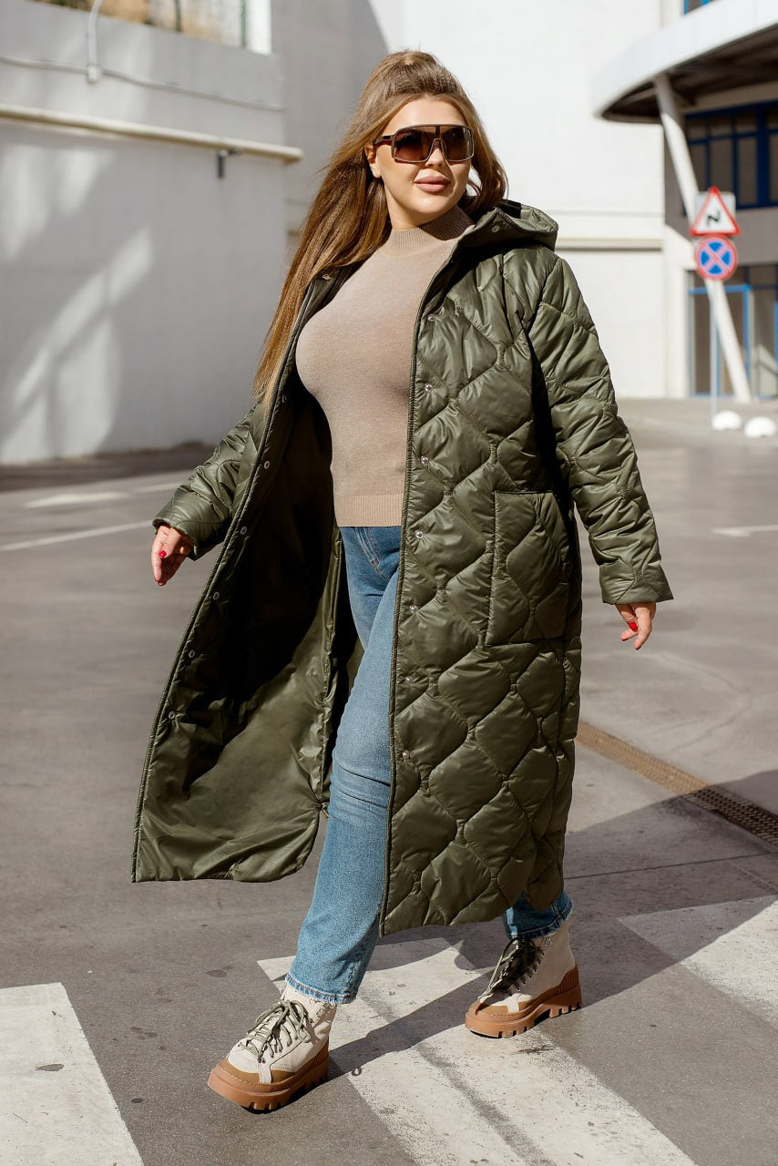 Дълго шушляково палто с качулка - Twiggy Shop