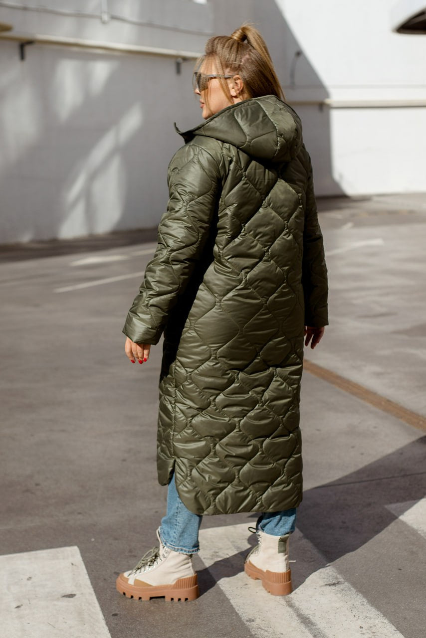 Дълго шушляково палто с качулка - Twiggy Shop