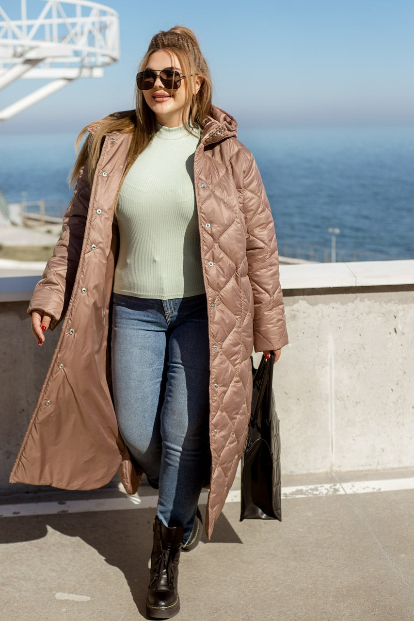 Дълго шушляково палто с качулка - Twiggy Shop