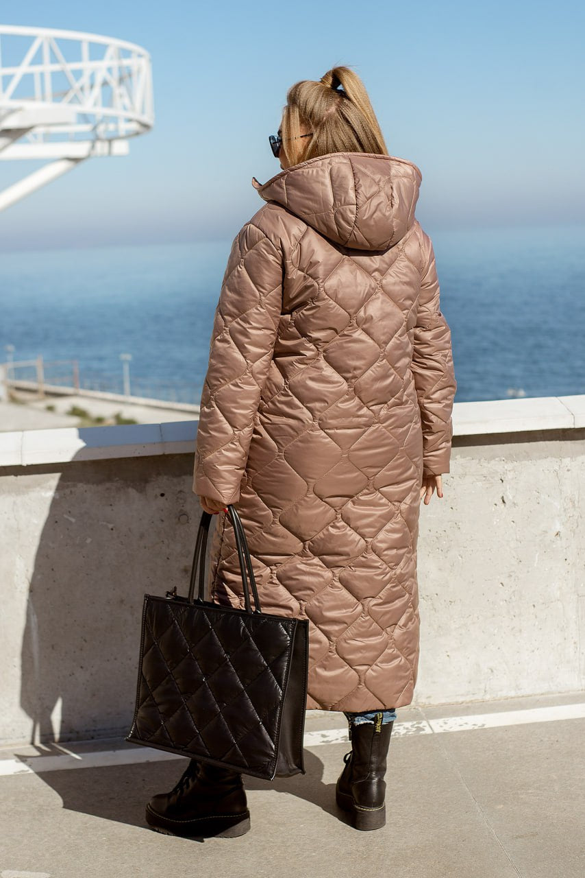 Дълго шушляково палто с качулка - Twiggy Shop