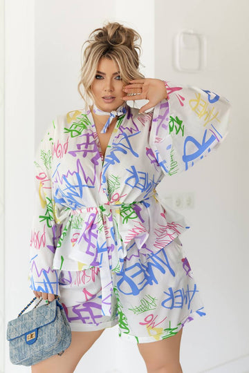 Принтиран комплект с къси панталони - Twiggy Shop