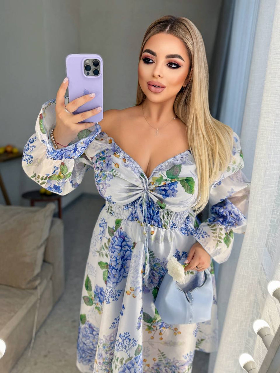 Рокля в миди дължина на цветя - Twiggy Shop