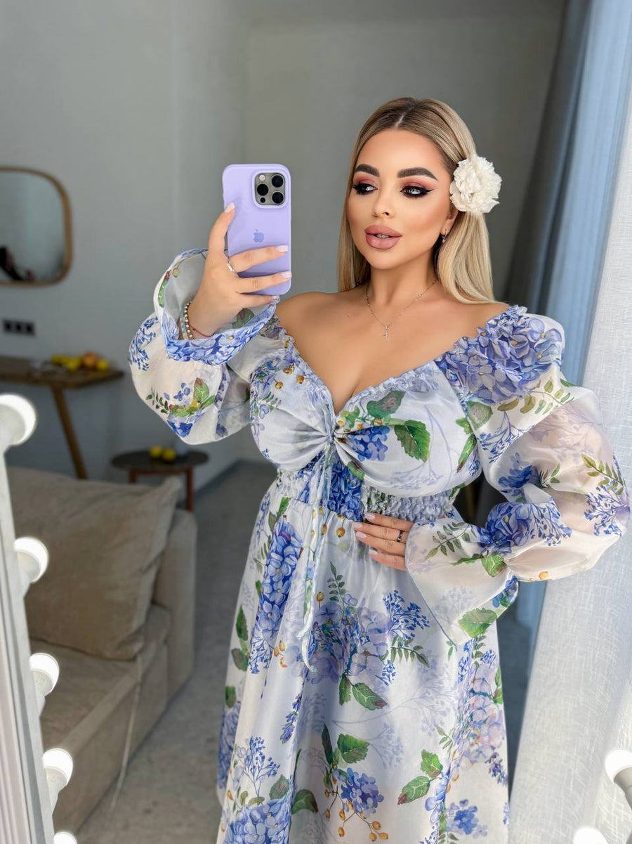 Рокля в миди дължина на цветя - Twiggy Shop