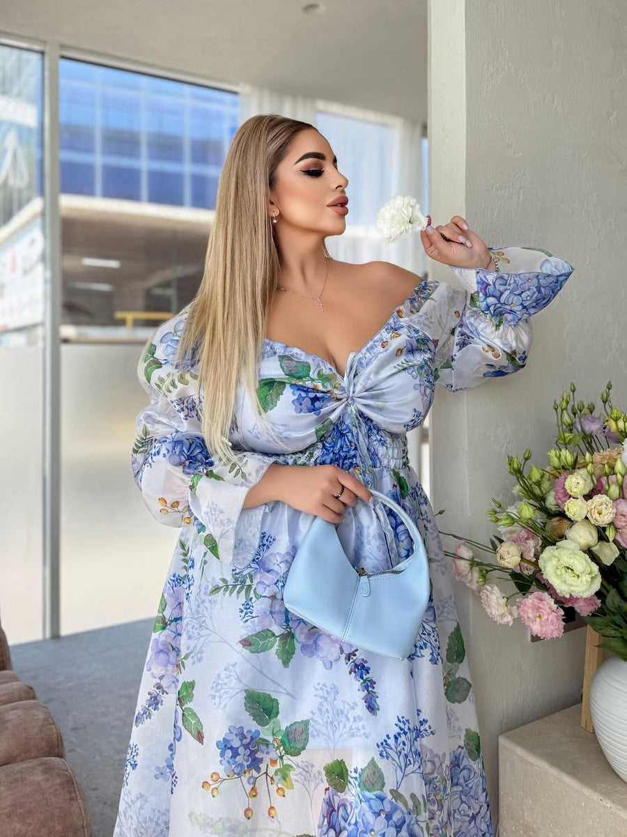 Рокля в миди дължина на цветя - Twiggy Shop