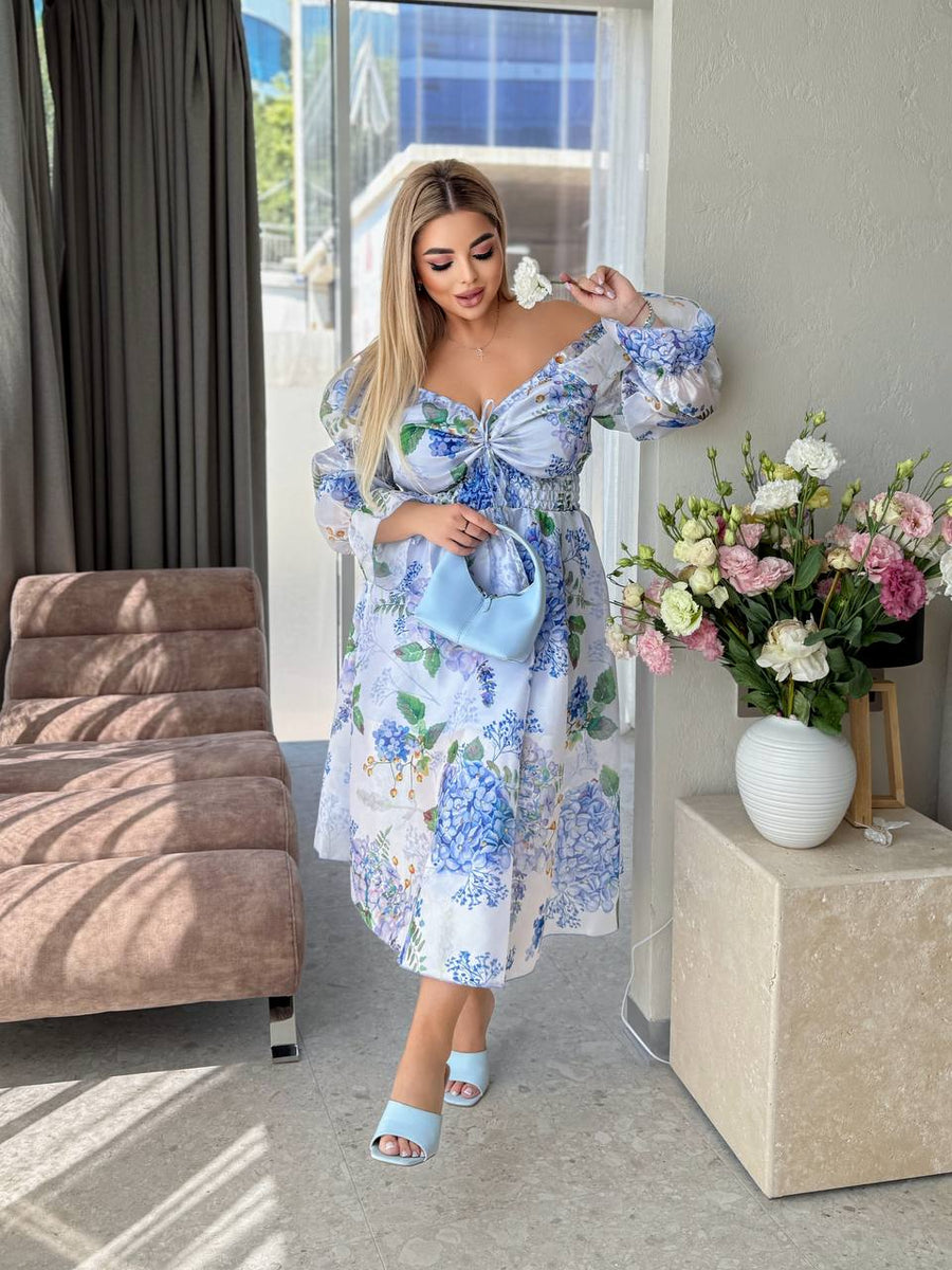 Рокля в миди дължина на цветя - Twiggy Shop