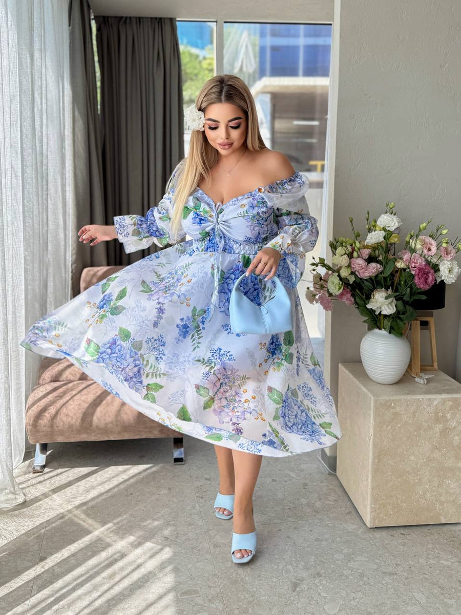 Рокля в миди дължина на цветя - Twiggy Shop