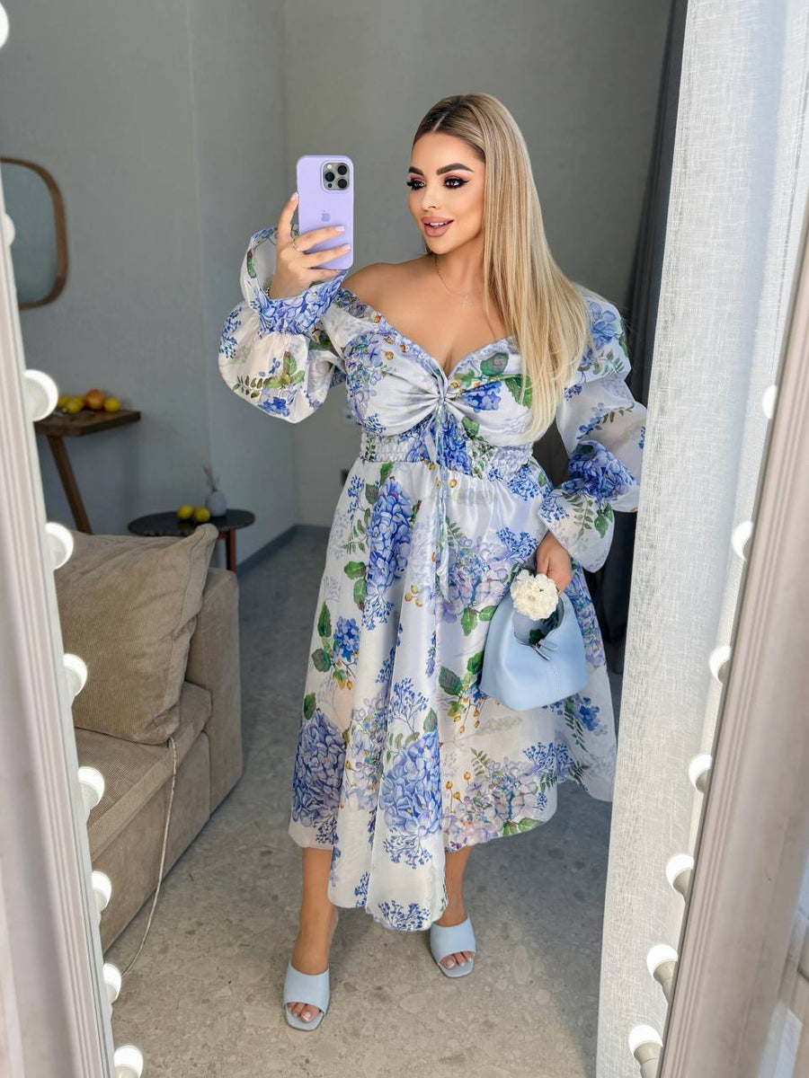 Рокля в миди дължина на цветя - Twiggy Shop