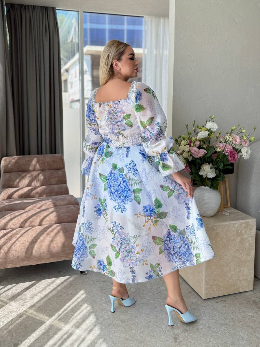 Рокля в миди дължина на цветя - Twiggy Shop