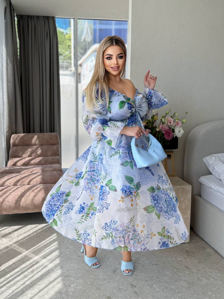 Рокля в миди дължина на цветя - Twiggy Shop