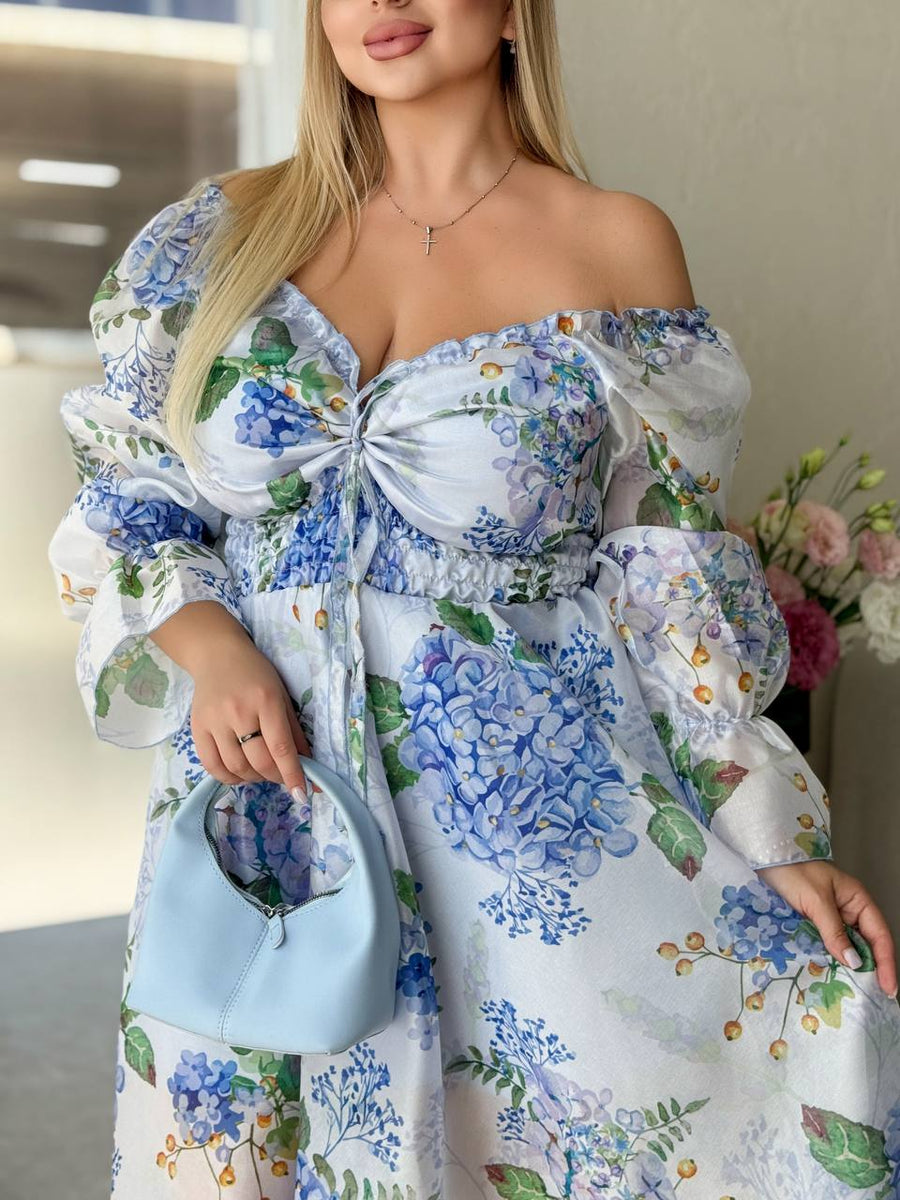 Рокля в миди дължина на цветя - Twiggy Shop