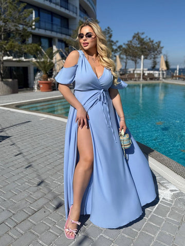 Дълга рокля с прехвърляне - Twiggy Shop