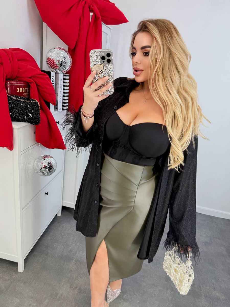 Миди пола от еко кожа - Twiggy Shop