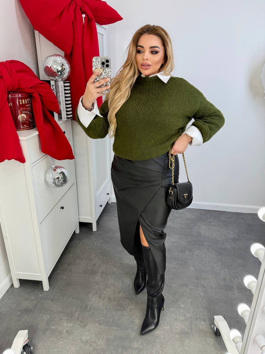 Миди пола от еко кожа - Twiggy Shop