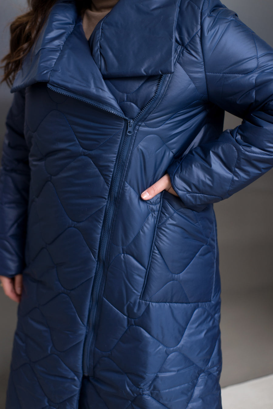 Дълго шушляково палто с цип - Twiggy Shop