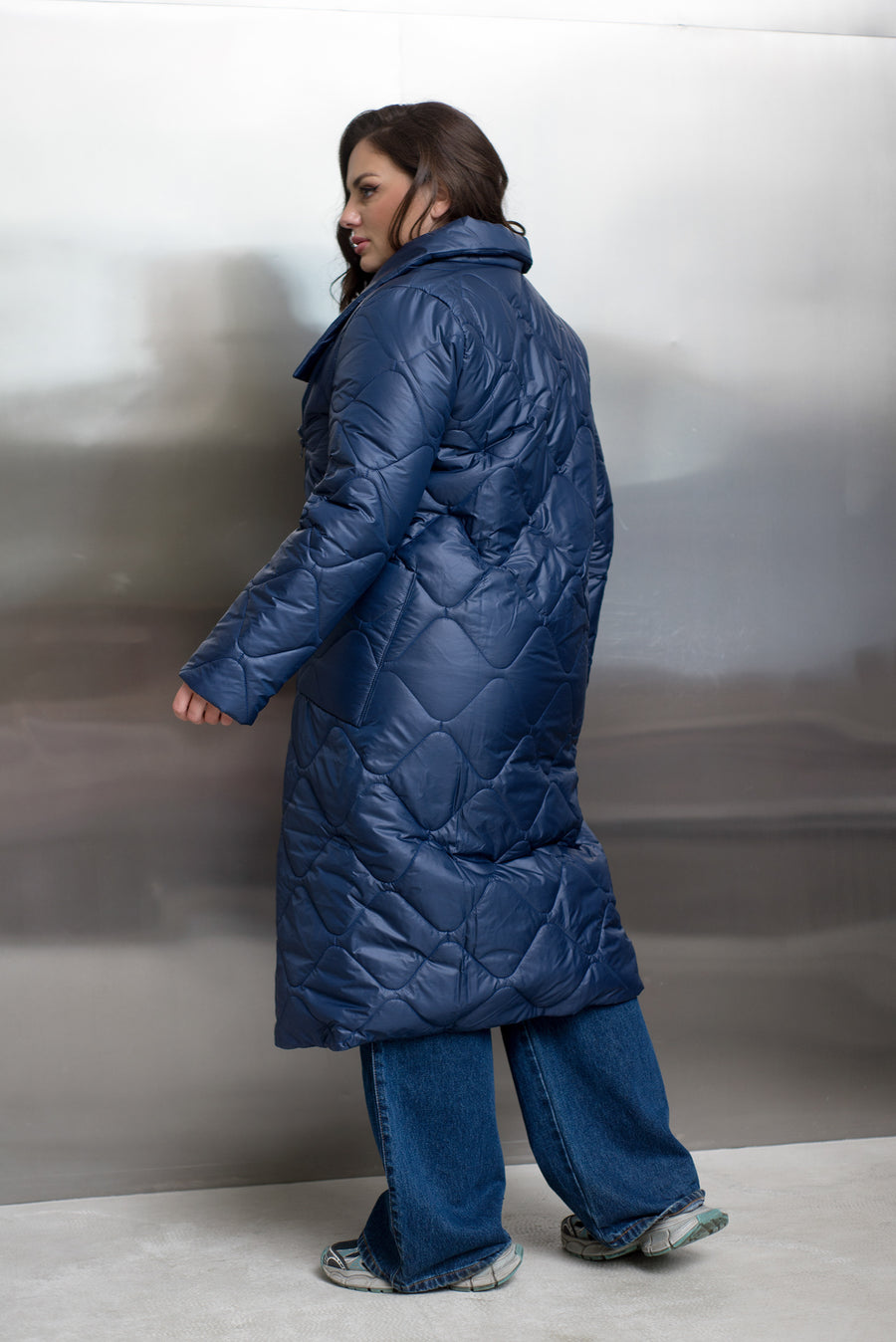 Дълго шушляково палто с цип - Twiggy Shop