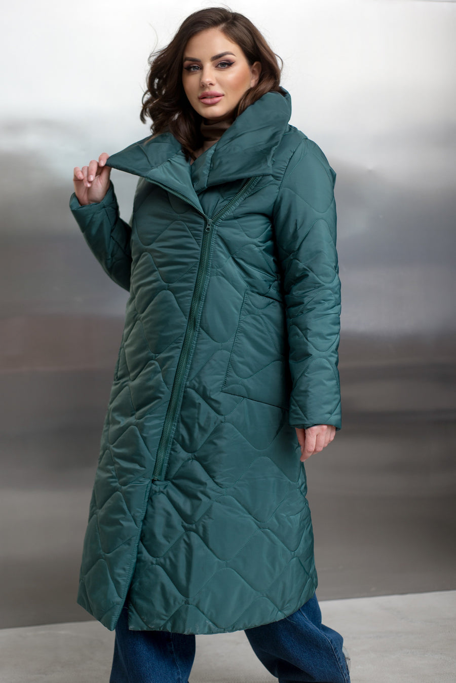 Дълго шушляково палто с цип - Twiggy Shop