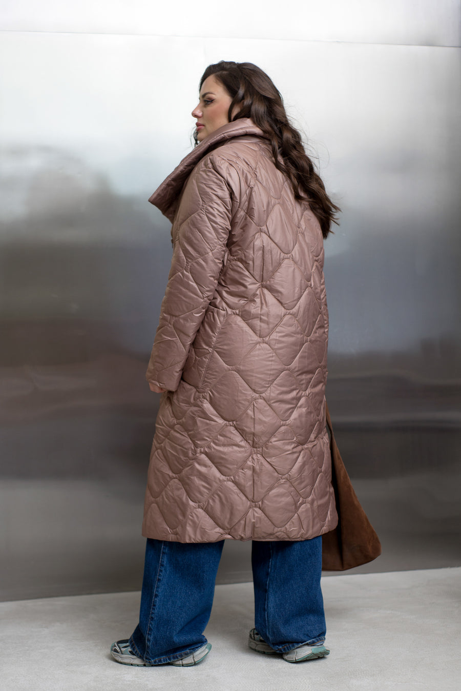 Дълго шушляково палто с цип - Twiggy Shop