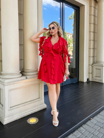 Къса рокля с волани - Twiggy Shop