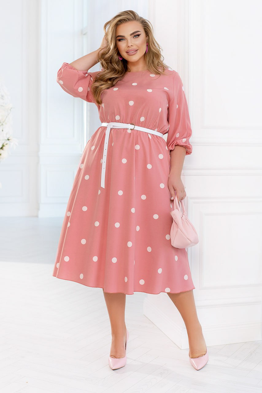 Рокля в миди дължина на точки - Twiggy Shop