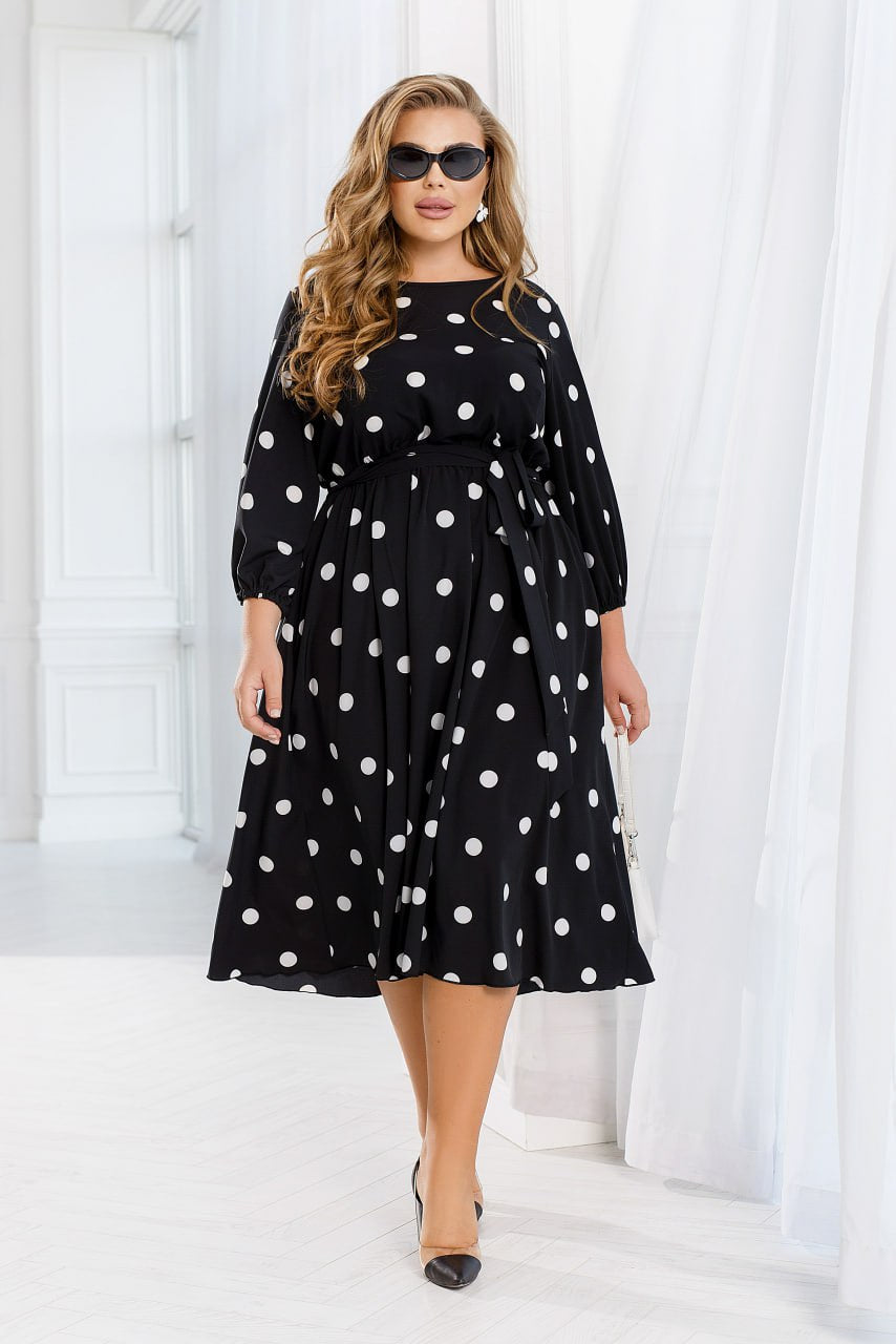 Рокля в миди дължина на точки - Twiggy Shop